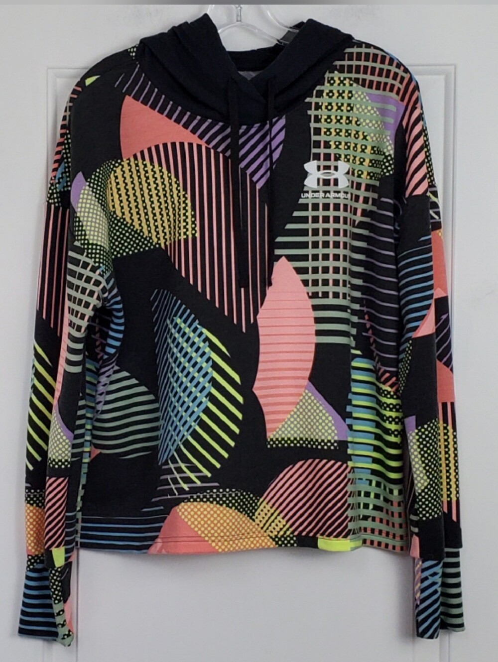 Under Armour Womens Rival Terry Geometric-Print Colorful Hoodie - Size M - EUC